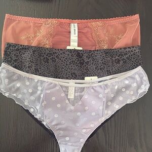 Set of Three Women's Panties - Rose, Black, and Lavender